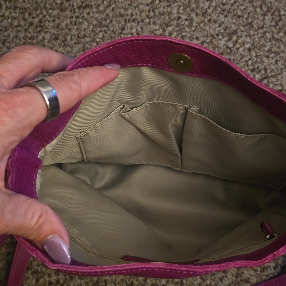 American Leather Company  Leather Crossbody Bag In Mulberry - Picture 5 of 6